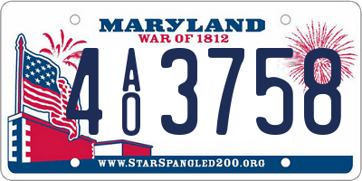 MD license plate 4AO3758