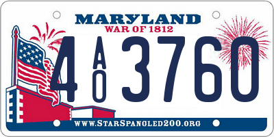 MD license plate 4AO3760
