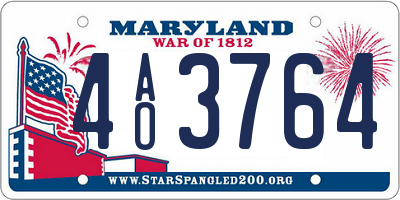 MD license plate 4AO3764