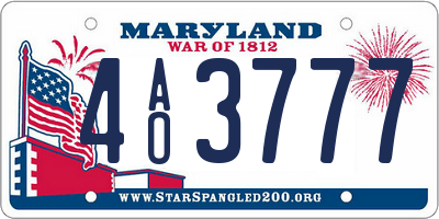 MD license plate 4AO3777