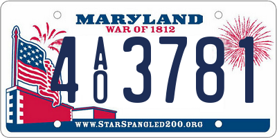 MD license plate 4AO3781