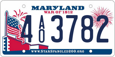 MD license plate 4AO3782