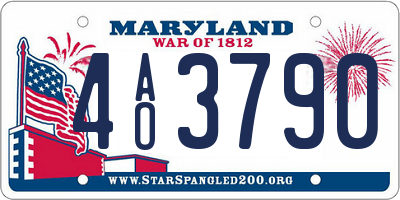 MD license plate 4AO3790