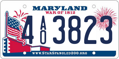 MD license plate 4AO3823