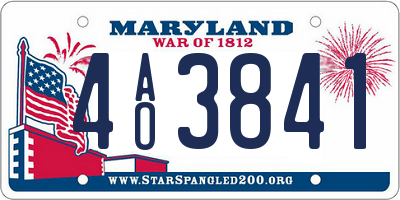 MD license plate 4AO3841