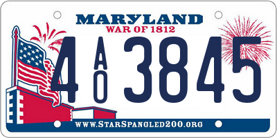 MD license plate 4AO3845