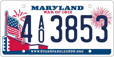 MD license plate 4AO3853