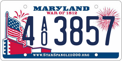 MD license plate 4AO3857