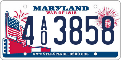 MD license plate 4AO3858