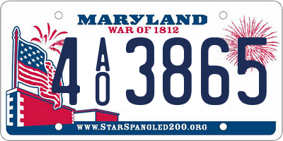 MD license plate 4AO3865