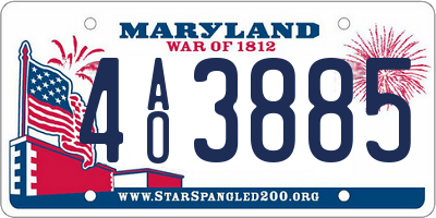 MD license plate 4AO3885
