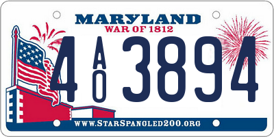 MD license plate 4AO3894