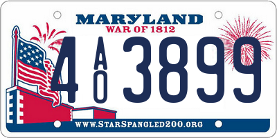 MD license plate 4AO3899