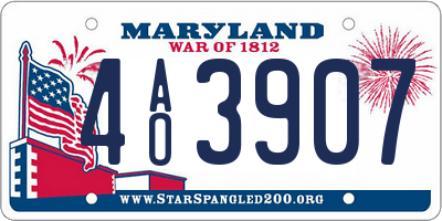MD license plate 4AO3907