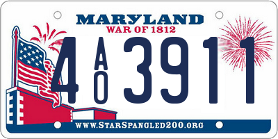 MD license plate 4AO3911