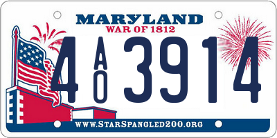 MD license plate 4AO3914