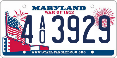 MD license plate 4AO3929