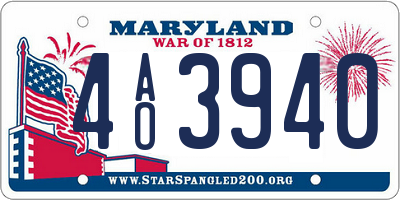 MD license plate 4AO3940