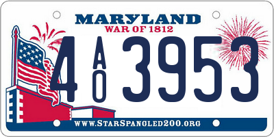 MD license plate 4AO3953