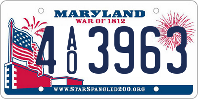 MD license plate 4AO3963
