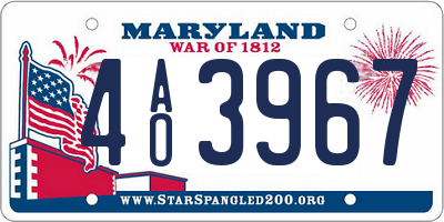 MD license plate 4AO3967
