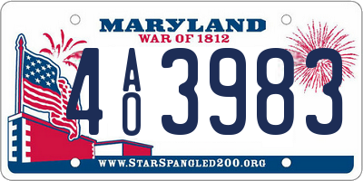 MD license plate 4AO3983