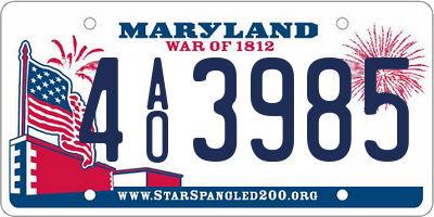MD license plate 4AO3985