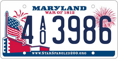 MD license plate 4AO3986