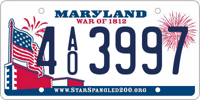 MD license plate 4AO3997
