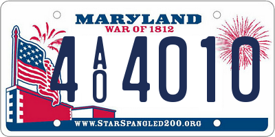MD license plate 4AO4010