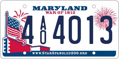 MD license plate 4AO4013