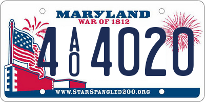 MD license plate 4AO4020