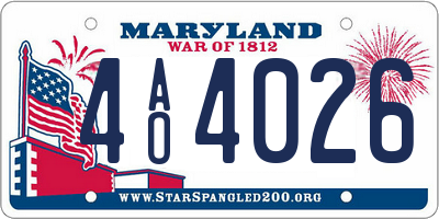 MD license plate 4AO4026