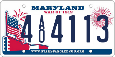 MD license plate 4AO4113