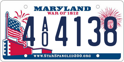 MD license plate 4AO4138