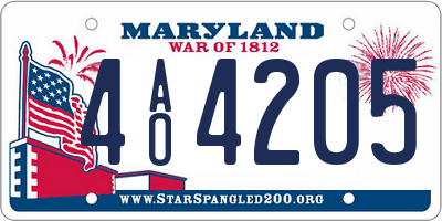 MD license plate 4AO4205