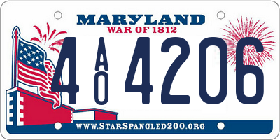MD license plate 4AO4206