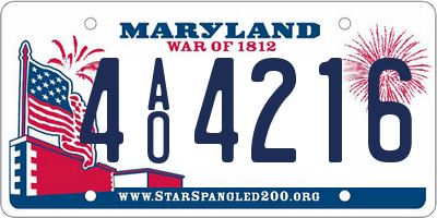 MD license plate 4AO4216