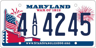 MD license plate 4AO4245