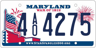MD license plate 4AO4275