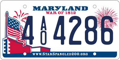 MD license plate 4AO4286