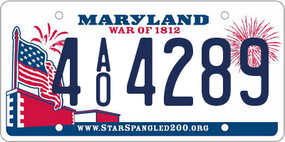 MD license plate 4AO4289