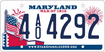 MD license plate 4AO4292