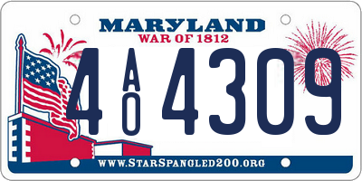 MD license plate 4AO4309