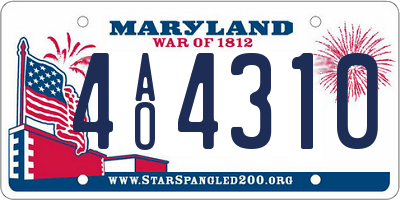 MD license plate 4AO4310