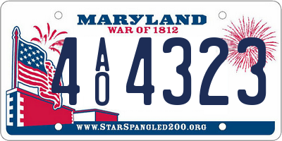 MD license plate 4AO4323