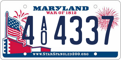 MD license plate 4AO4337