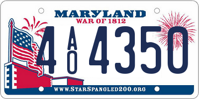 MD license plate 4AO4350