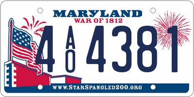 MD license plate 4AO4381