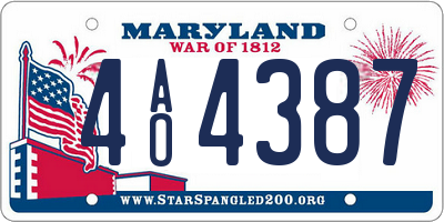 MD license plate 4AO4387